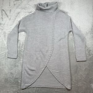 Anthropologie Sweater Women’s Large Grey Turtleneck Long Sleeve Cross Front